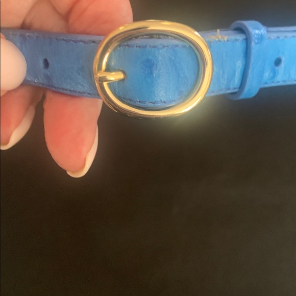 J. Crew Vibrant Blue Leather Belt - Picture 2 of 6